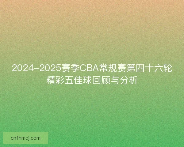 2024-2025赛季CBA常规赛第四十六轮精彩五佳球回顾与分析